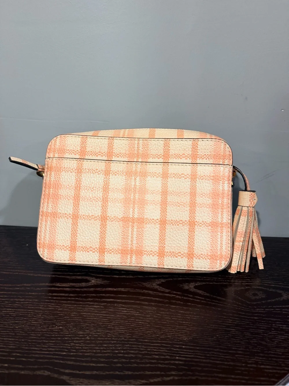 Tory Burch Pink Plaid Leather Crossbody Purse